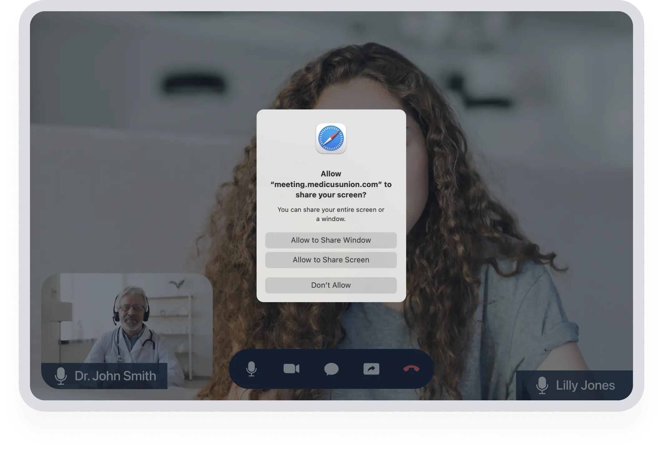 Видеовызов с возможностью совместного использования экрана.